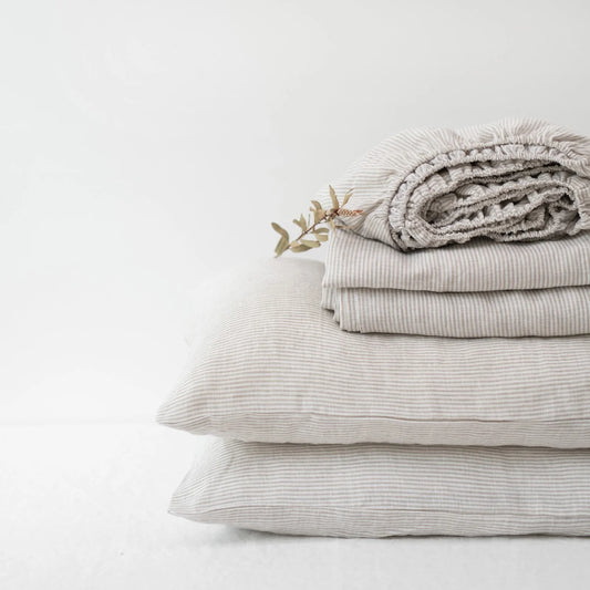 Natural Stripe Linen Sheet Set